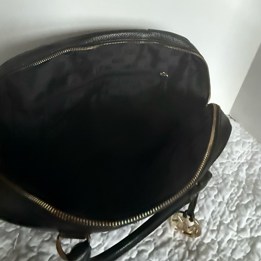 Michael Kors Black Leather Satchel with Gold Accents - Picture 8 of 10